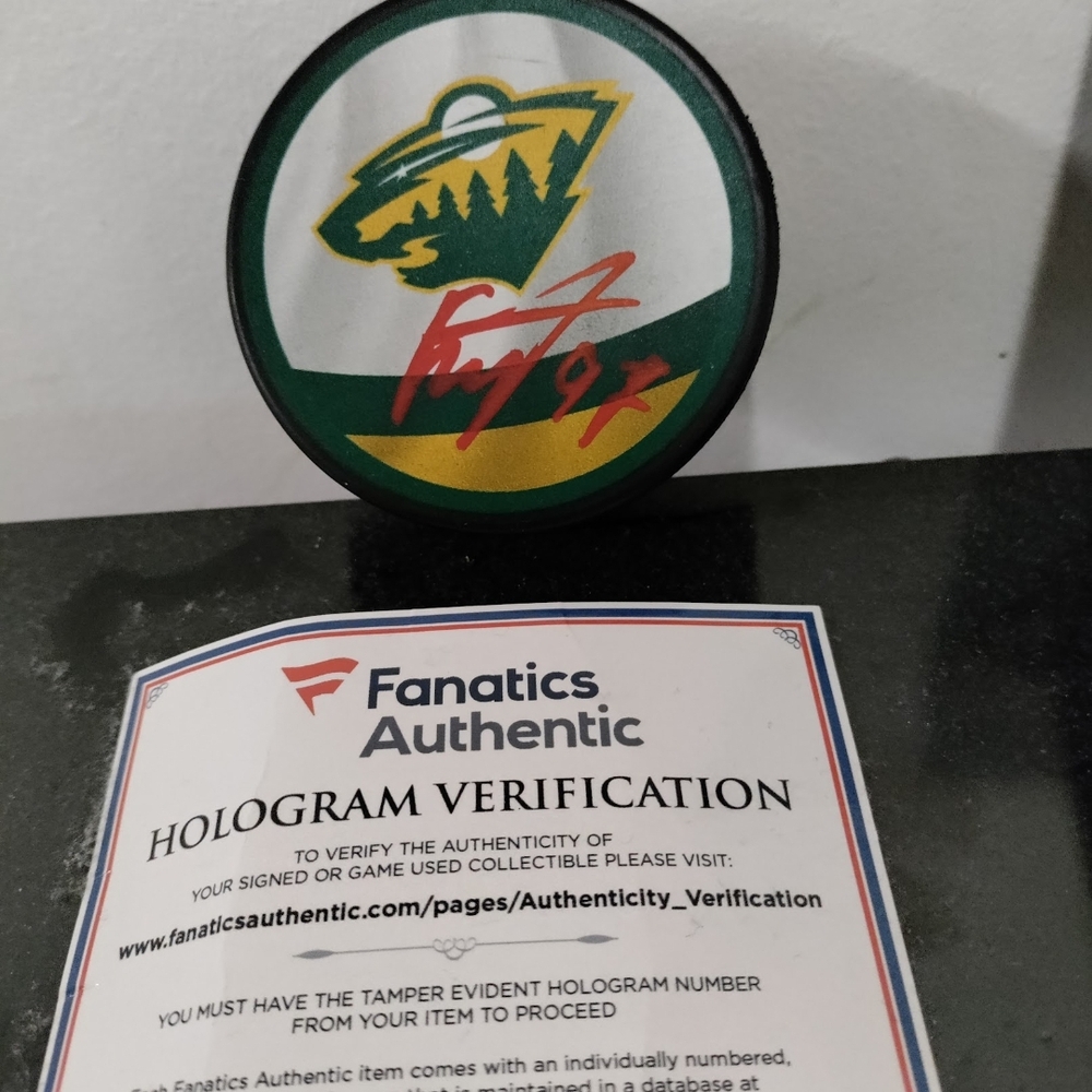 hockey puck signed